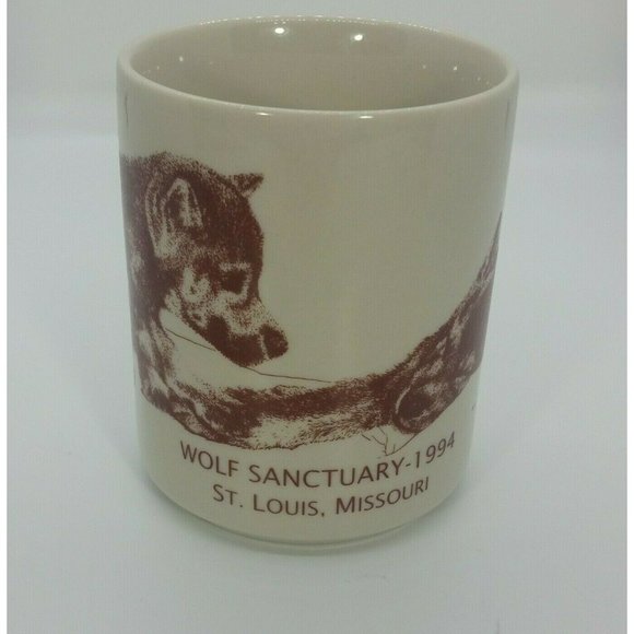 Wolf Sanctuary Coffee Mug St Louis Missouri 1994 D L W Redding Souvenir - Picture 1 of 7